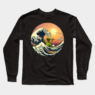 kermit at great wave Long Sleeve T-Shirt